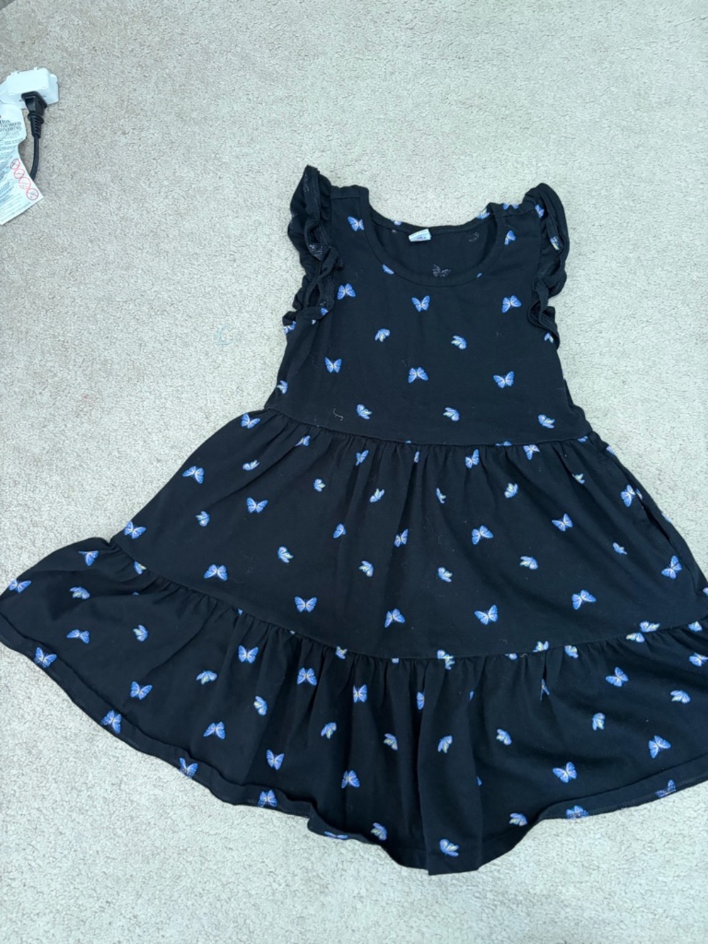 Old navy Black Kids Butterfly Print Ruffle Sleeve Dress